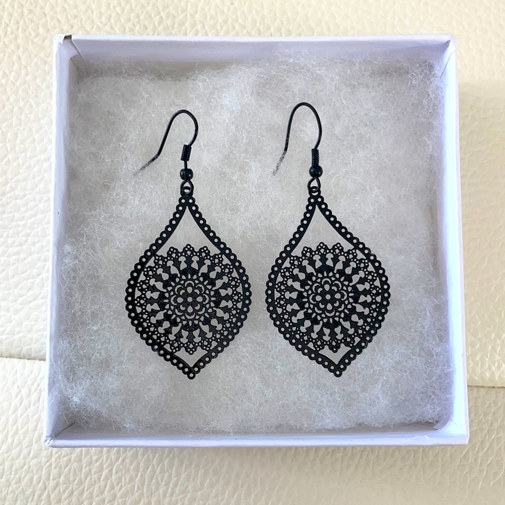 Black Mandala Earrings